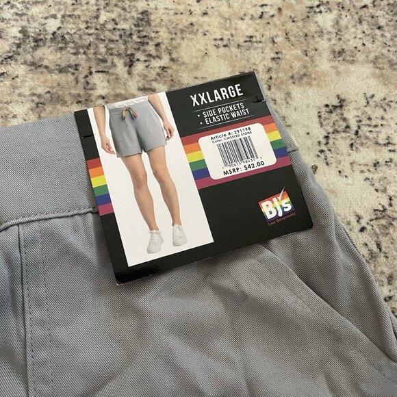 Feeling Proud Womens Shorts Set XXL Rainbow Pride White Gray Elastic Waist Tie - Picture 10 of 12